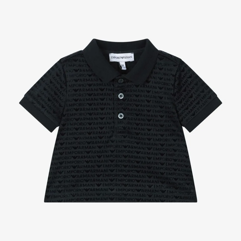 Baby Boys Navy Blue Lyocell Polo Shirt