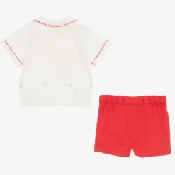 Baby Boys Red Smocked Buster Suit