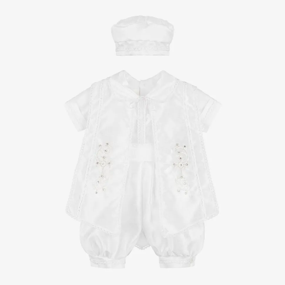 Baby Boys White Ceremony Shorts Set