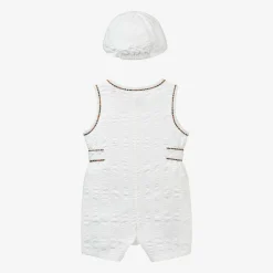 Baby Boys White Cotton Babysuit Set