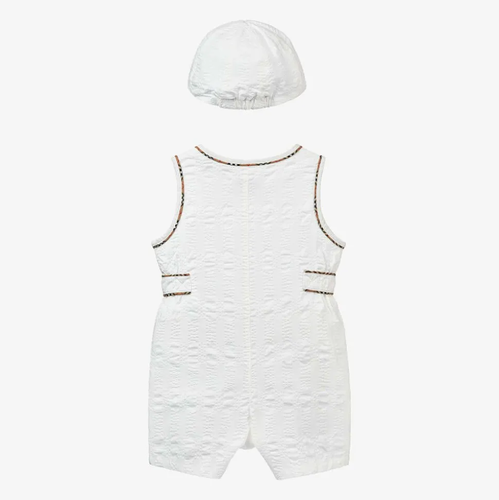 Baby Boys White Cotton Babysuit Set