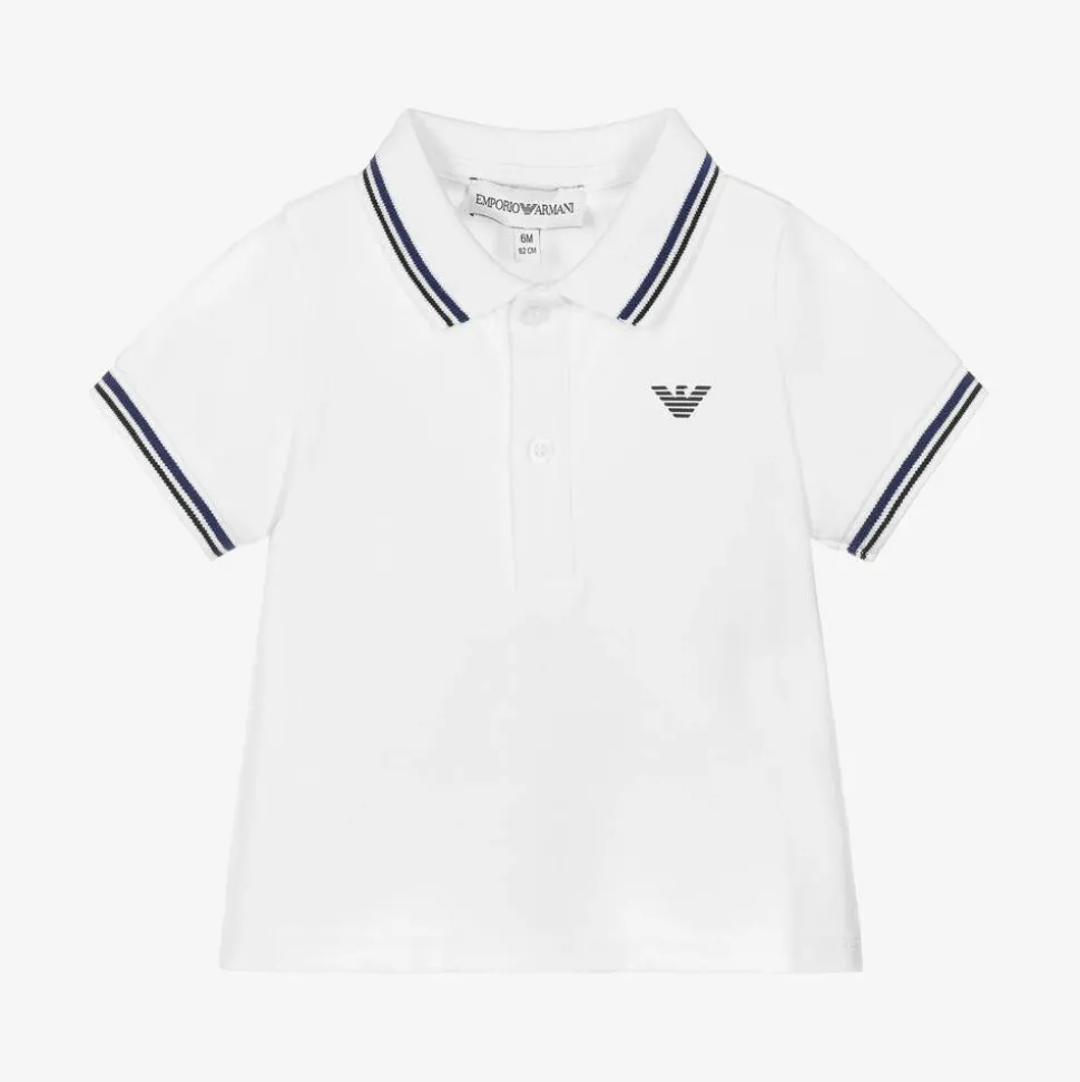 Baby Boys White Cotton Polo Shirt