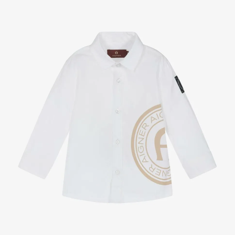 Baby Boys White Cotton Shirt