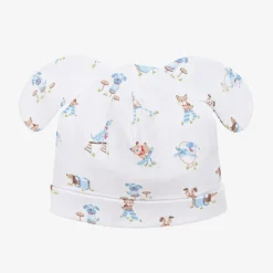 Baby Boys White Pima Cotton Playground Pups Hat