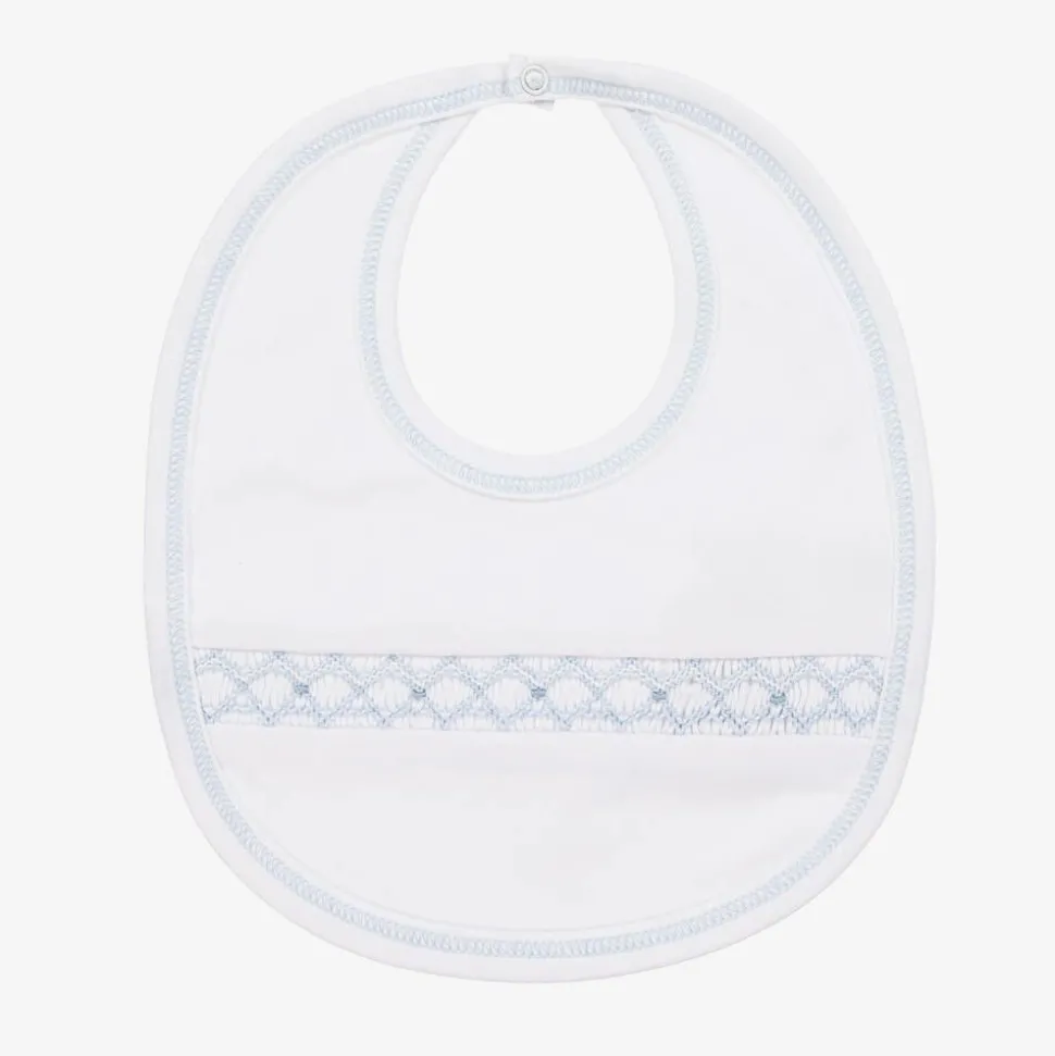 Baby Boys White Smocked Pima Cotton Bib