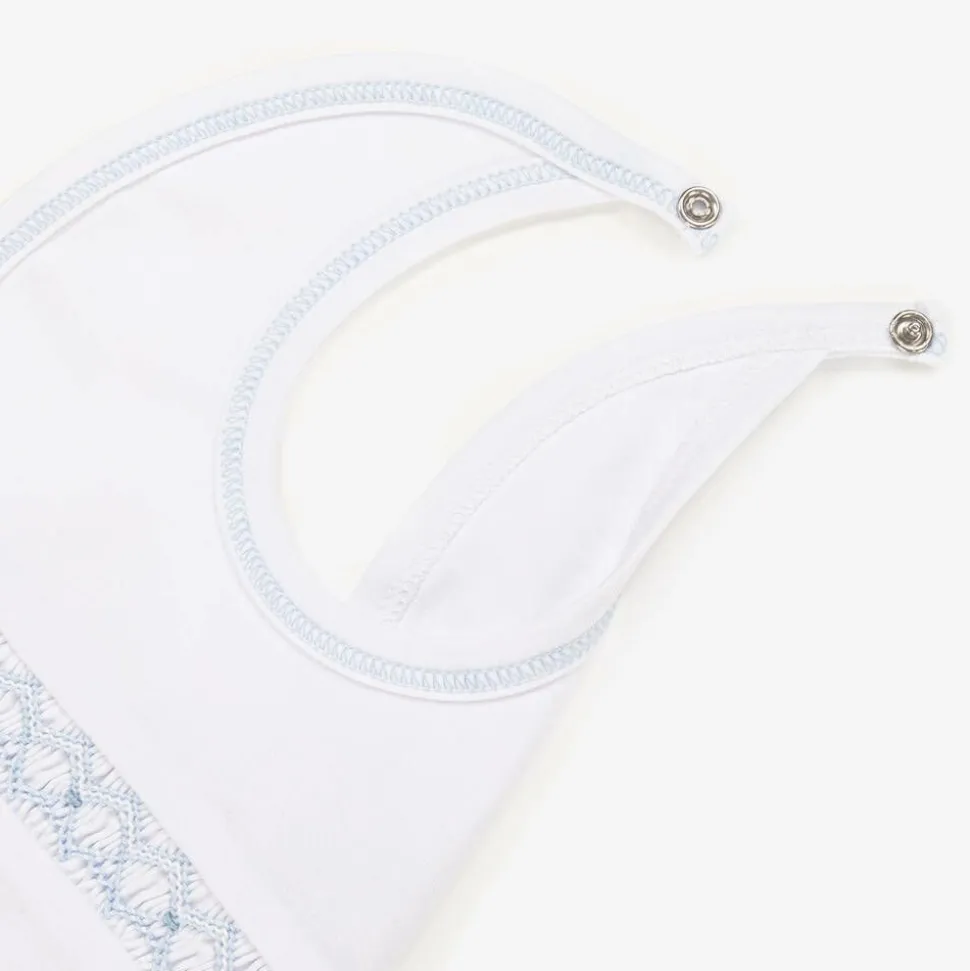 Baby Boys White Smocked Pima Cotton Bib