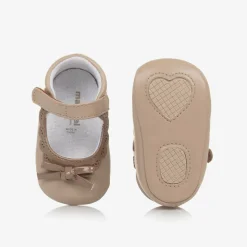 Baby Girls Beige Bow Pre-Walker Shoes