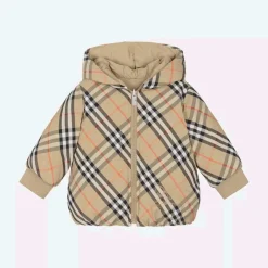 Baby Girls Beige Check Reversible Down Jacket