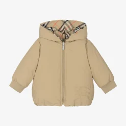 Baby Girls Beige Check Reversible Down Jacket