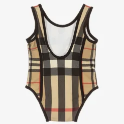 Baby Girls Beige Check Swimsuit
