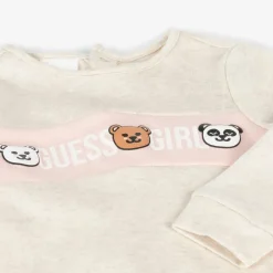 Baby Girls Beige Cotton Bear Romper
