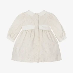 Baby Girls Beige Cotton Floral Dress