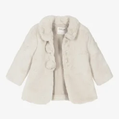 Baby Girls Beige Faux Fur Coat