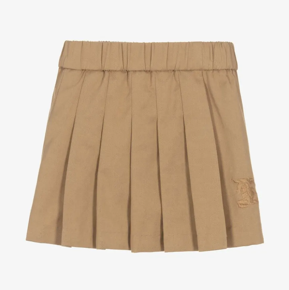 Baby Girls Beige Pleated Twill Skirt