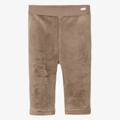 Baby Girls Beige Velour Leggings
