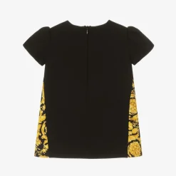 Baby Girls Black Barocco Print Milano Dress