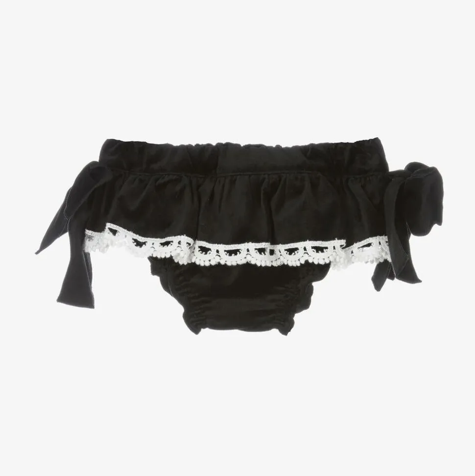 Baby Girls Black Velvet Bloomer Shorts