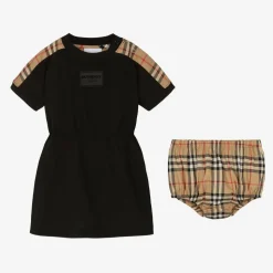 Baby Girls Black Vintage Check Dress