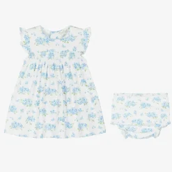 Baby Girls Blue Cotton Heavenly Hydrangeas Dress
