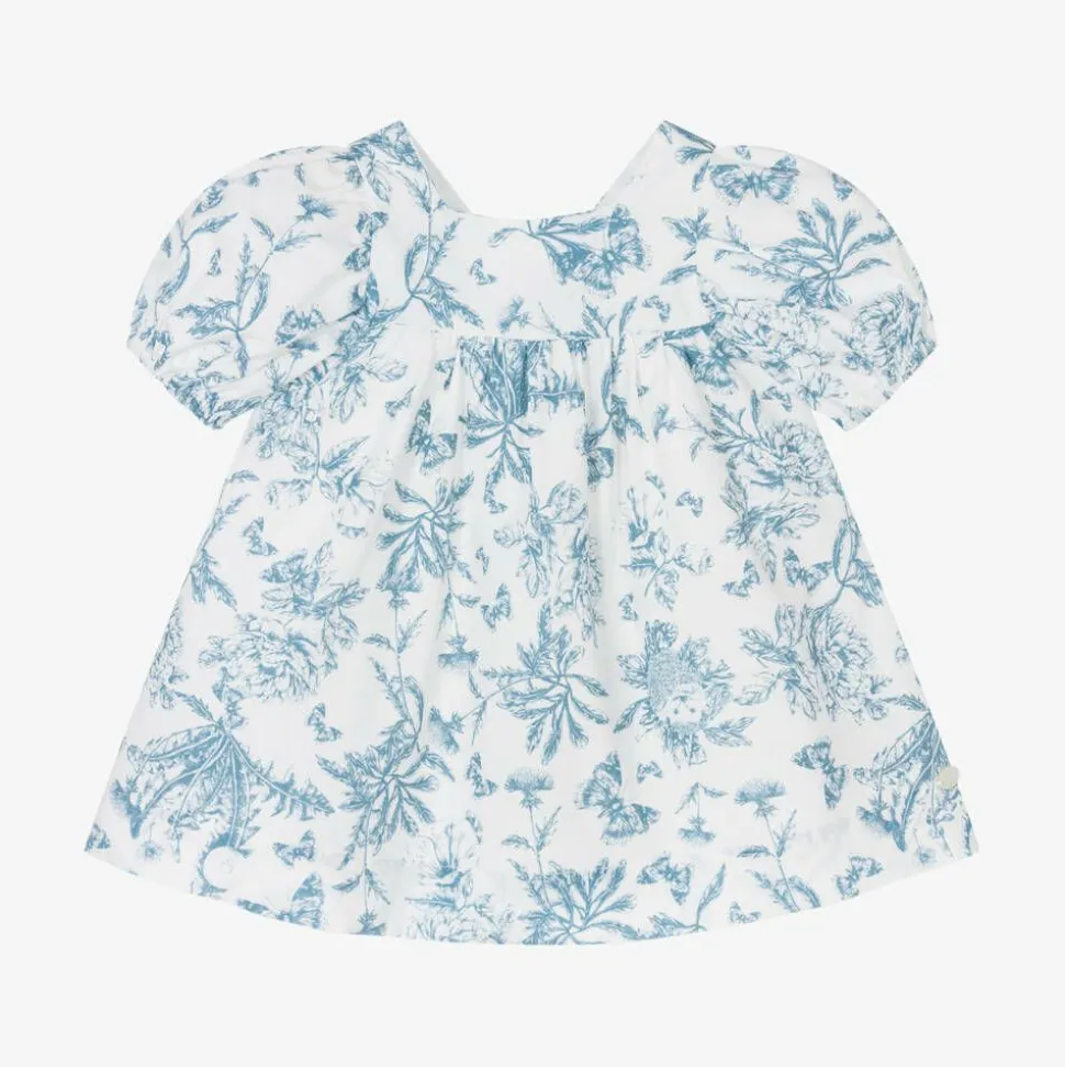 Baby Girls Blue Toile Du Jouy Cotton Dress