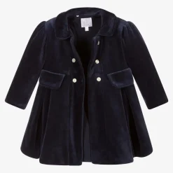 Baby Girls Blue Velour Coat & Hat Set