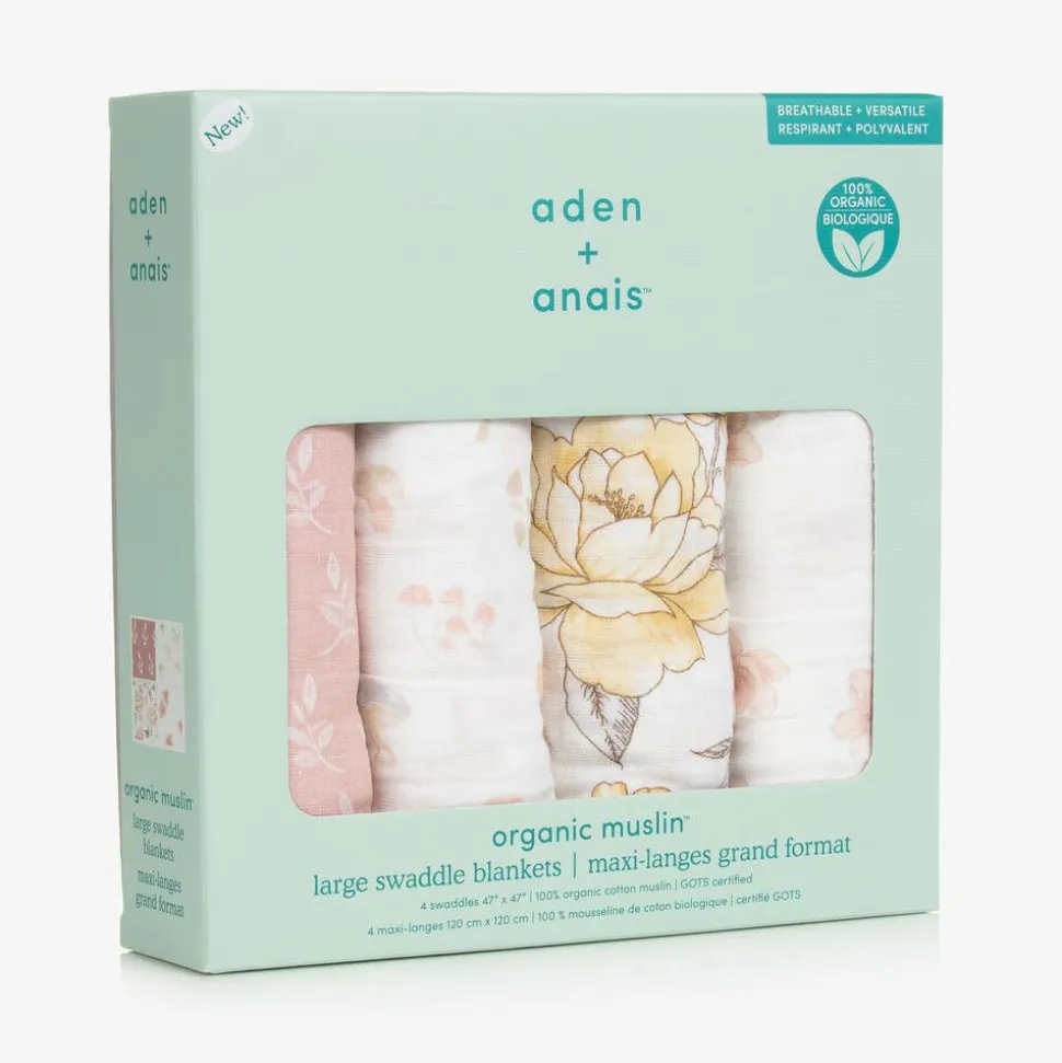 Baby Girls Cotton Muslin Swaddles (4 Pack)