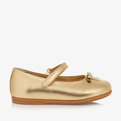 Baby Girls Gold Leather DG Ballerina Pumps