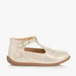 Baby Girls Gold Leather First Walker Shoes