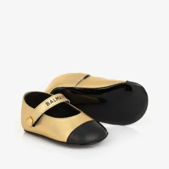 Baby Girls Gold Leather Pre-Walkers Shoes