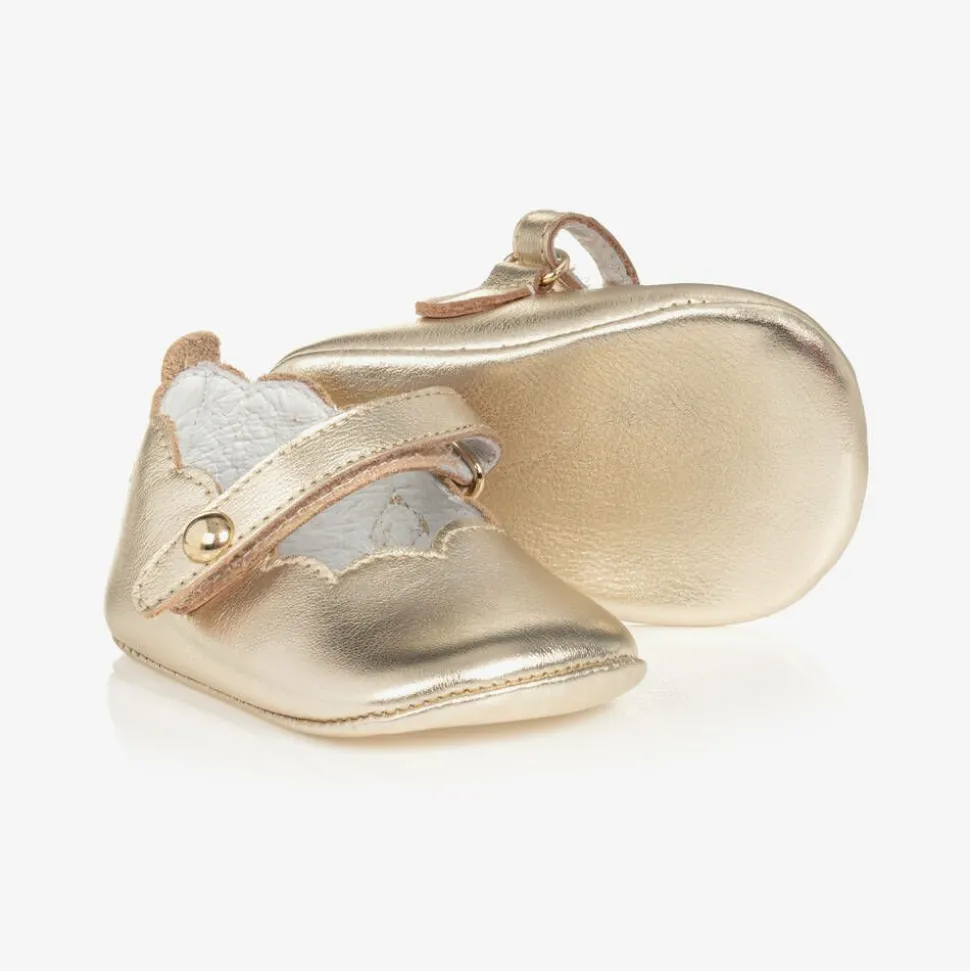Baby Girls Gold Leather Pre-Walker Shoes