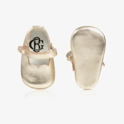 Baby Girls Gold Leather Pre-Walker Shoes