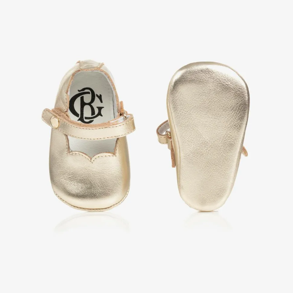 Baby Girls Gold Leather Pre-Walker Shoes