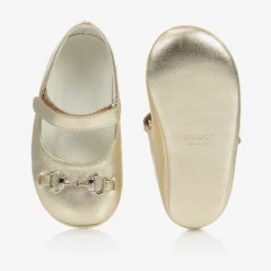 Baby Girls Gold Leather Shoes