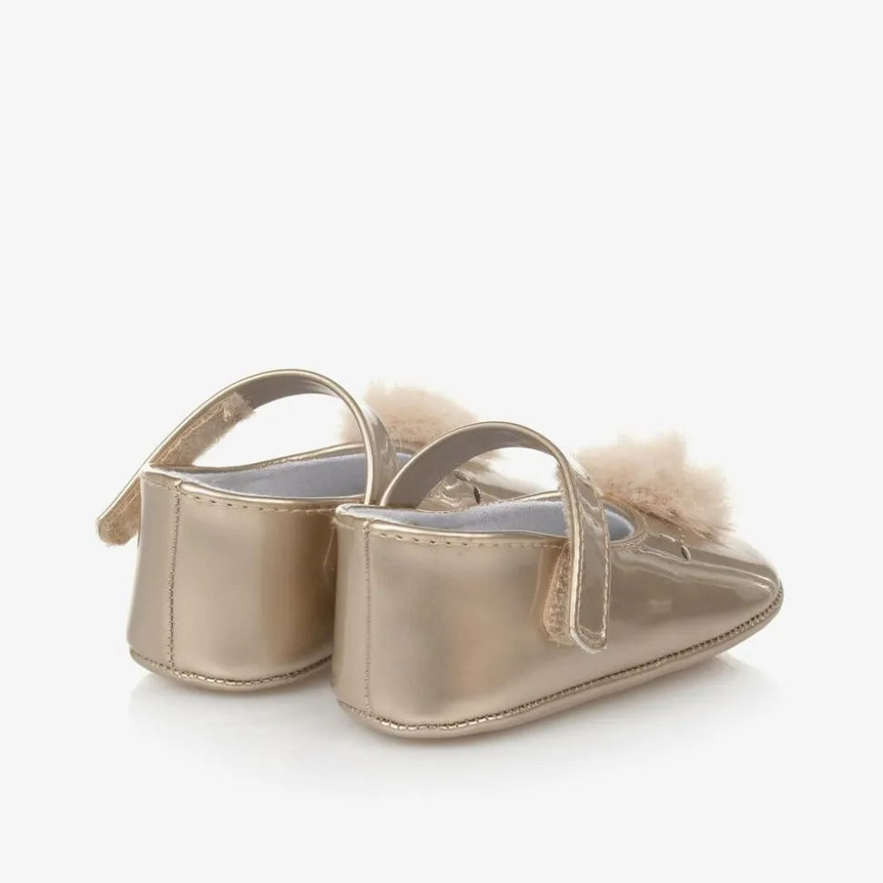Baby Girls Gold Pom-Pom Pre-Walker Shoes