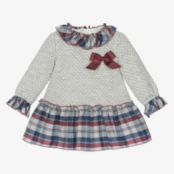Baby Girls Grey Jersey Tartan Dress