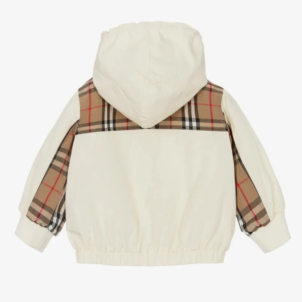 Baby Girls Ivory & Beige Check Jacket