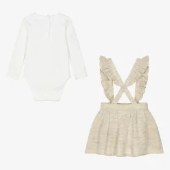Baby Girls Ivory & Beige Skirt Set