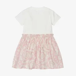 Baby Girls Ivory & Pink Barocco Cotton Dress