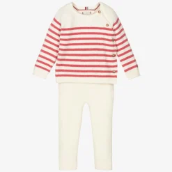 Baby Girls Ivory & Pink Cotton Leggings Set