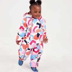 Baby Girls Ivory & Pink Puffer Snowsuit