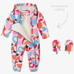 Baby Girls Ivory & Pink Puffer Snowsuit