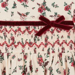 Baby Girls Ivory & Red Smocked Floral Dress