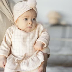 Baby Girls Ivory Check Cotton Dress