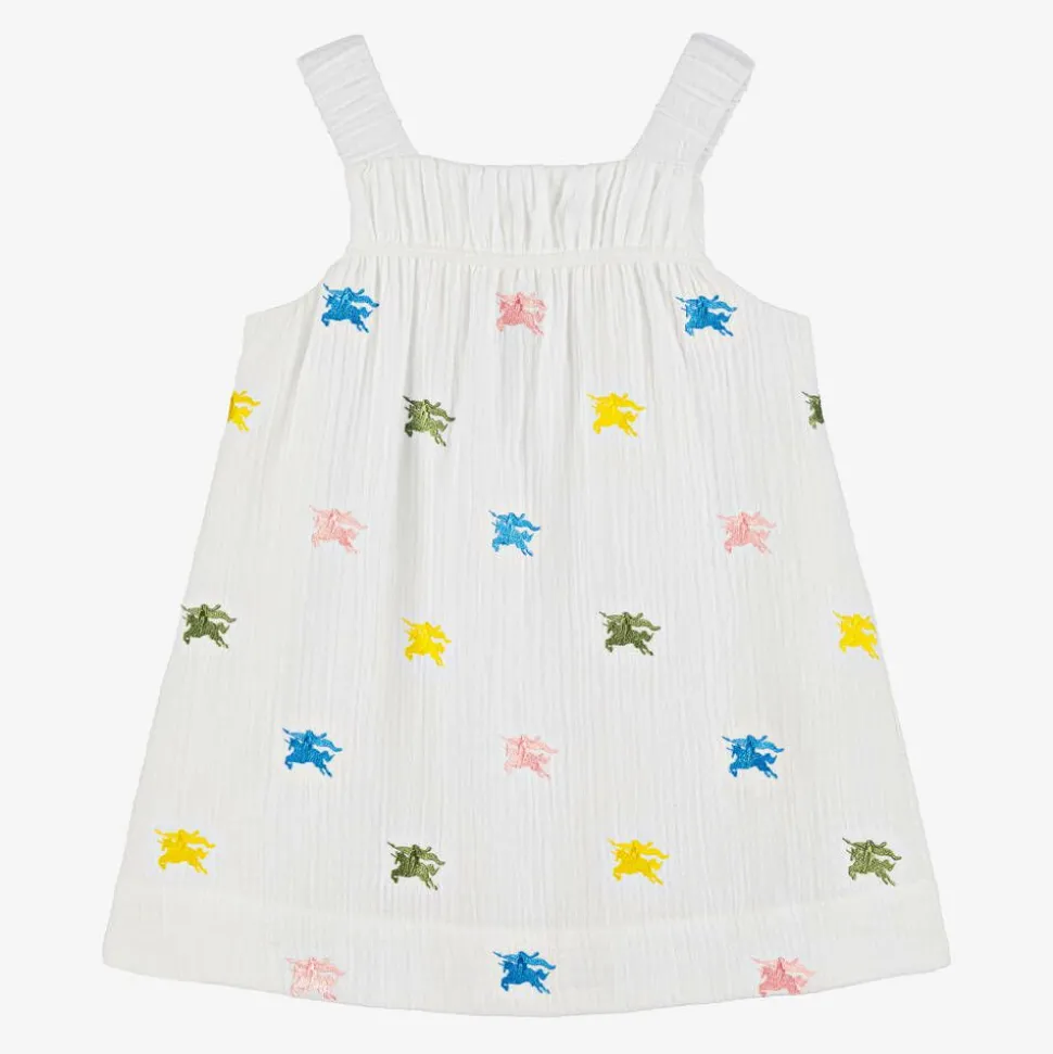 Baby Girls Ivory Cotton EKD Logo Dress