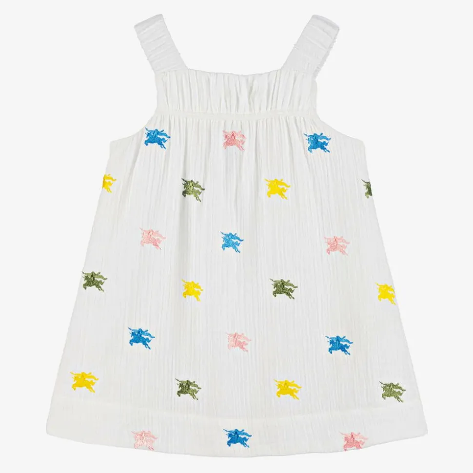 Baby Girls Ivory Cotton EKD Logo Dress