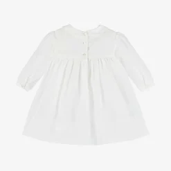 Baby Girls Ivory Cotton Hand-Smocked Dress