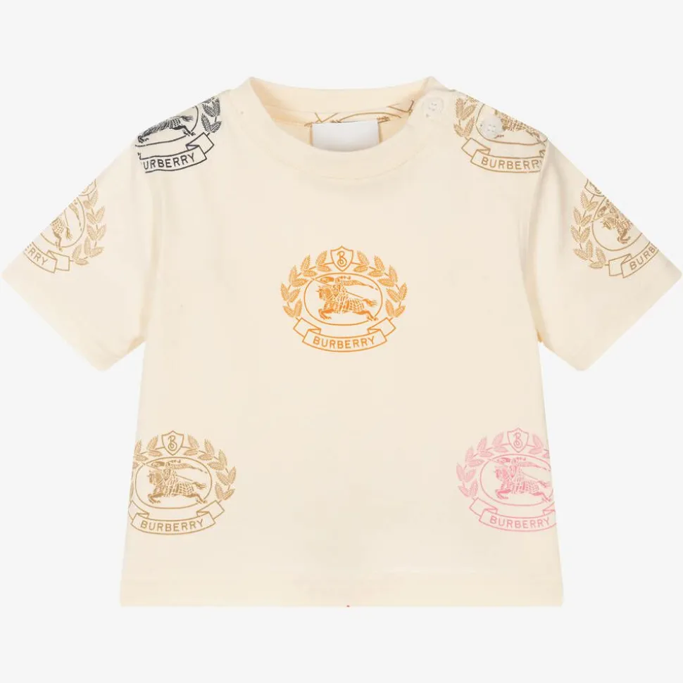 Baby Girls Ivory Cotton Logo T-Shirt