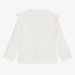 Baby Girls Ivory Cotton Teddy Bear Top