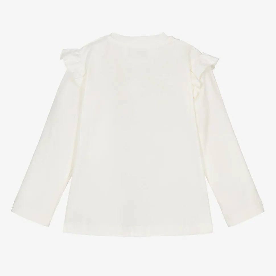 Baby Girls Ivory Cotton Teddy Bear Top