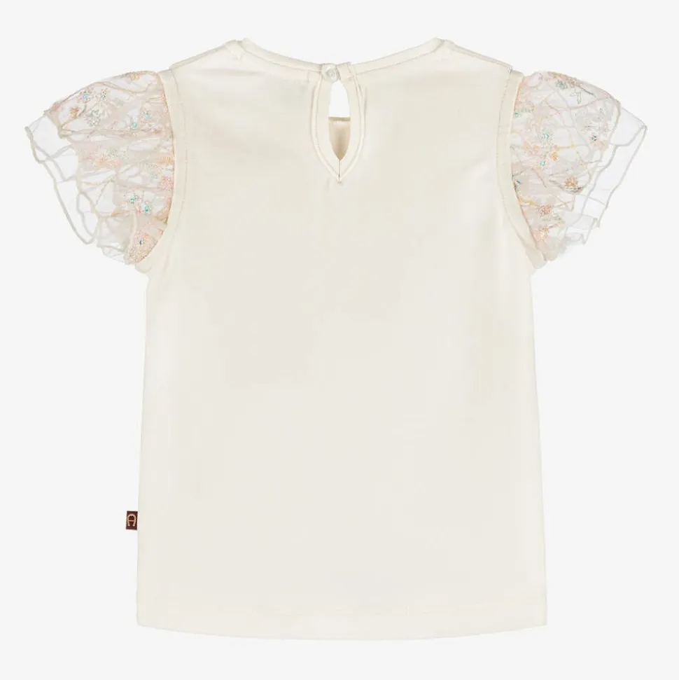 Baby Girls Ivory Cotton T-Shirt